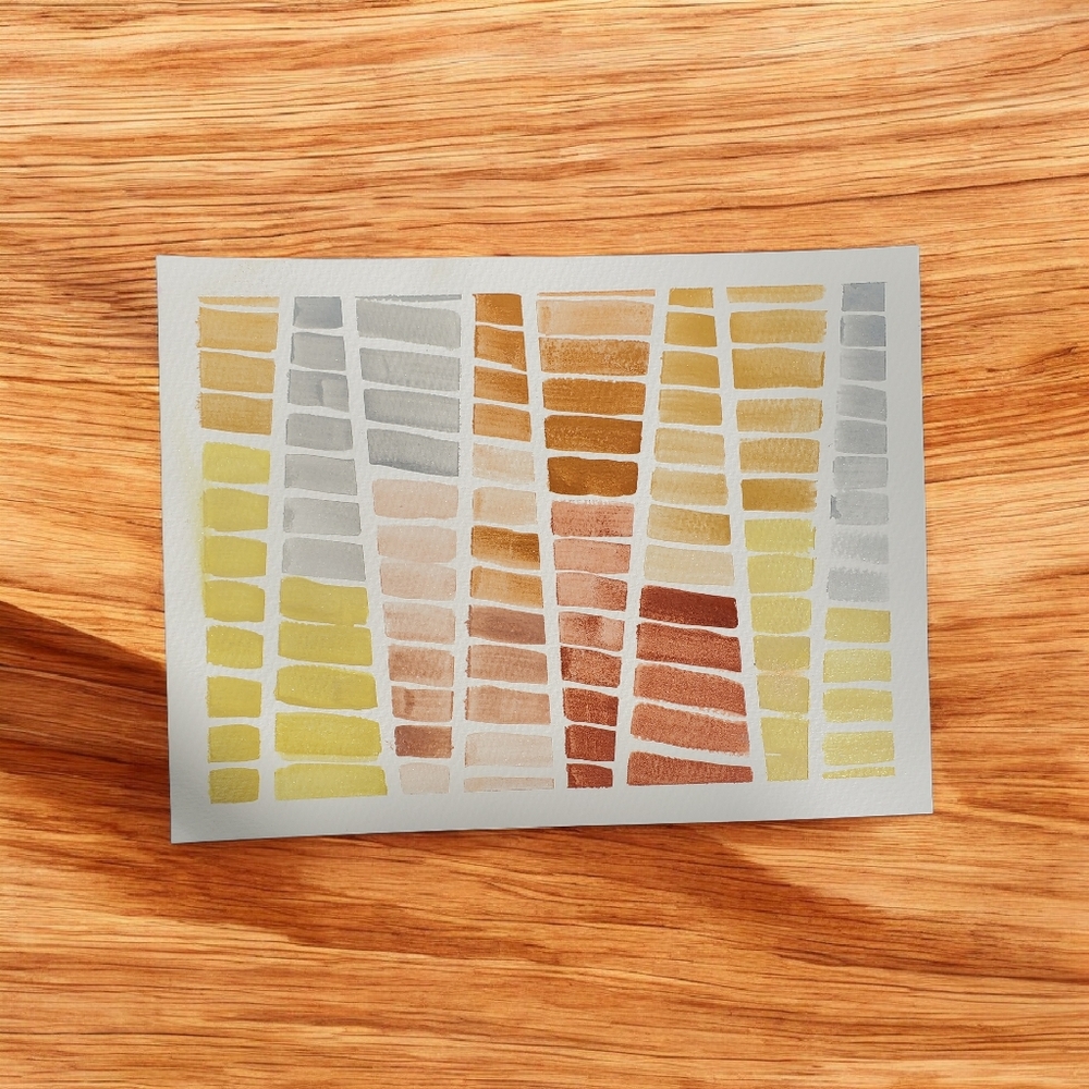 Metallic Color Swatch Watercolor Painting 9 X12in.